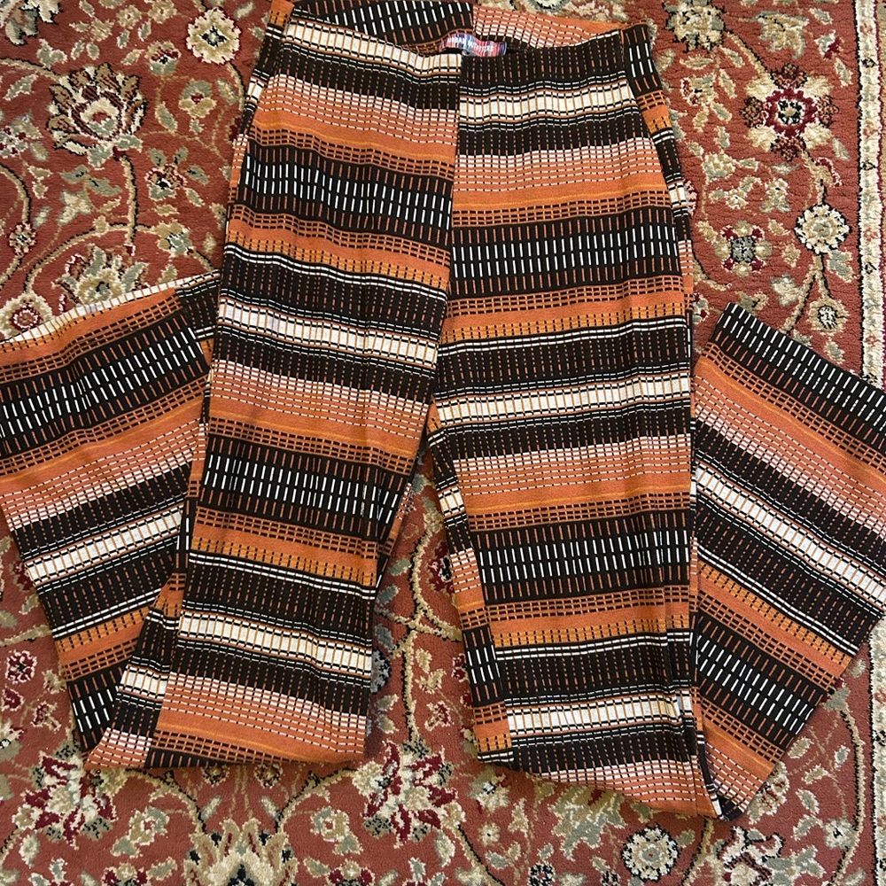 Urban Outfitters Orange and Black Patterned Wide Leg Pants